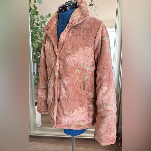Anthropologie Edie Corduroy Floral Puffer Jacket Size S - Picture 5 of 15